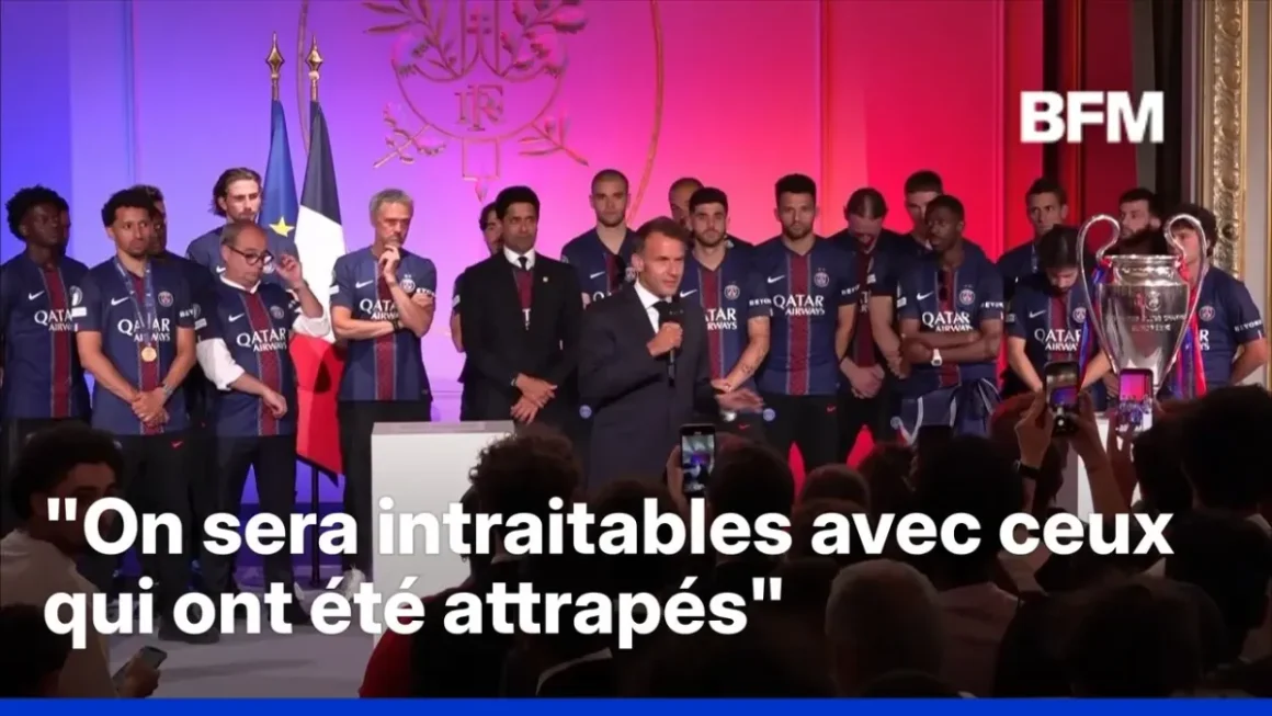 Réception des joueurs du PSG par le Président Macron après leur victoire en Ligue des Champions