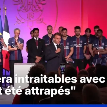 64cac4a8-5002-4f4a-addf-0f202012b9ca Réception des joueurs du PSG par le Président Macron après leur victoire en Ligue des Champions