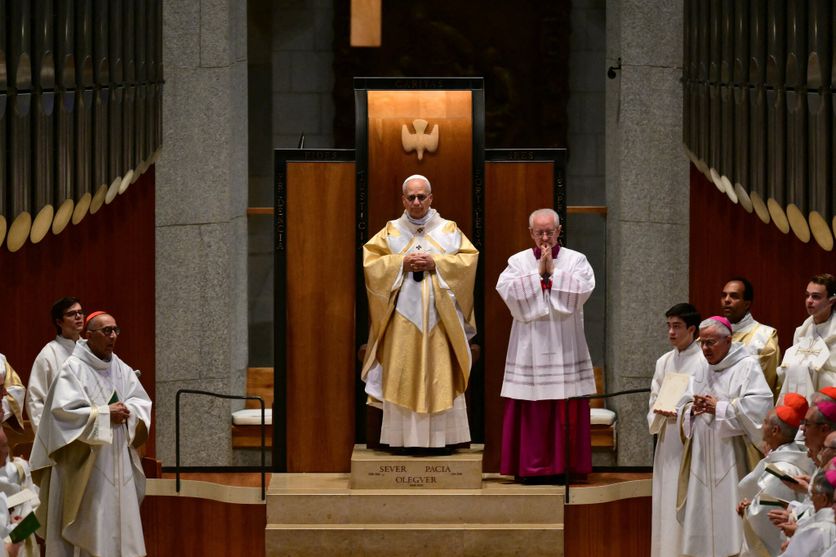 SPAIN-VATICAN-DIPLOMACY-RELIGION-POPE Le pape Léon XIV célèbre une messe inaugurale à la basilique Sagrada Familia