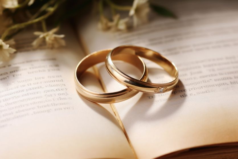 A touching image of two wedding rings gently p on the pages of an open Bible, reminding us that a marriage rooted in faith can weather any storm and withstand the test of time. Les Églises Protestantes Allemandes Ouvrent leurs Portes pour des Mariages Express