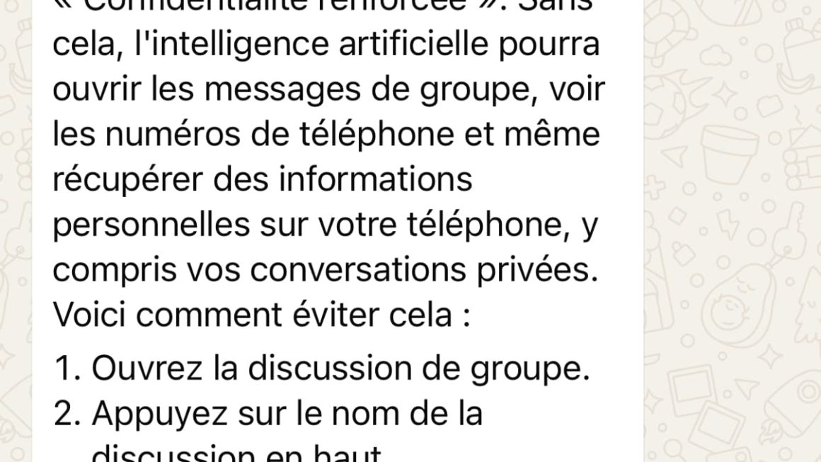 9d1303a9-3eac-43b1-891c-8d18e2698024 Clarification sur l’IA de Meta et les messages privés sur Whatsapp