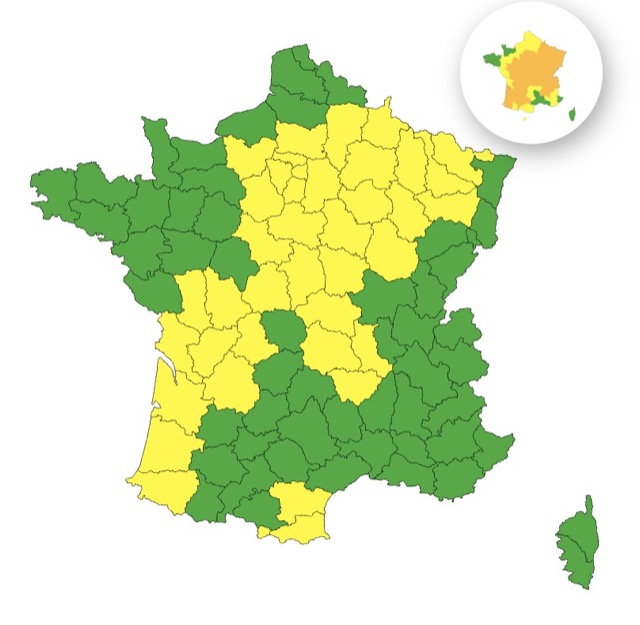 9d2fe61b-a098-4d65-89d4-c691bd9eb9ea 43 départements en vigilance jaune pour risque d’orages