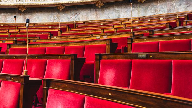 Hemicycle of French National Assembly in Paris Examen Prochain d’une Loi contre les Violences Sexistes et Sexuelles