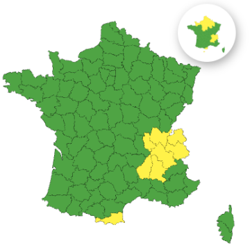 Huit départements sous vigilance jaune pour pluie-inondation