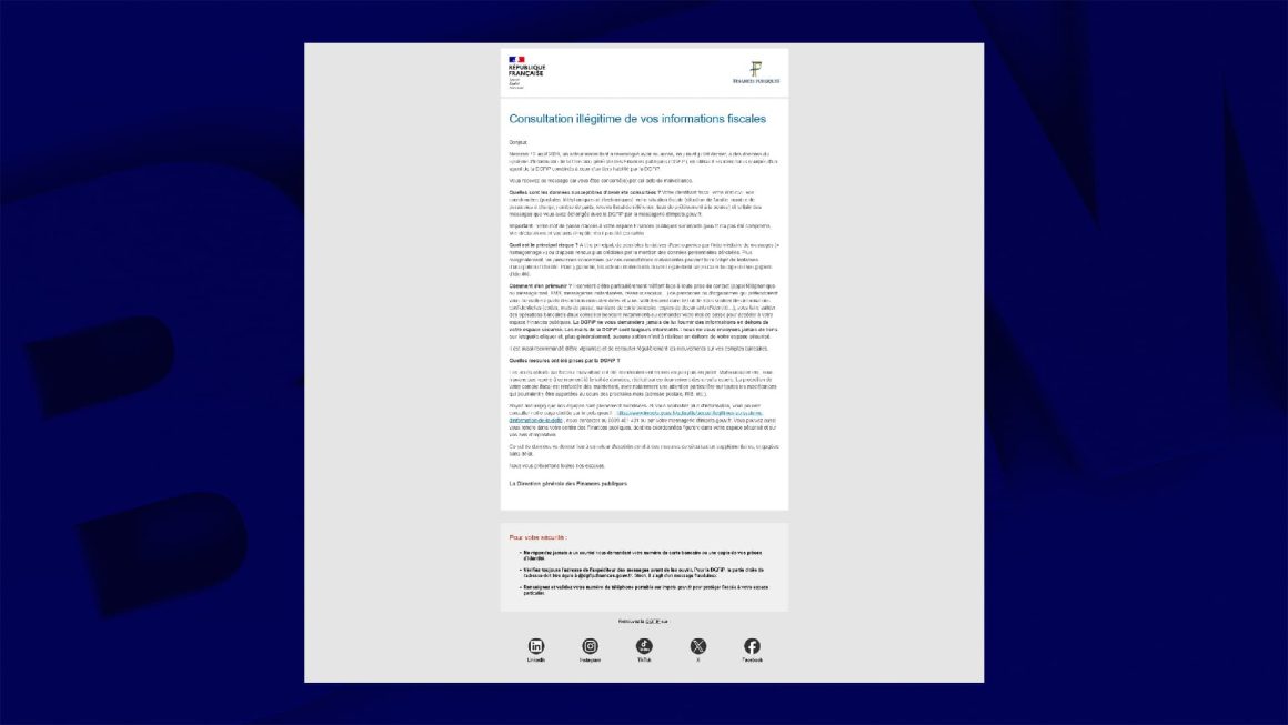 0c700ecb-a183-490b-8066-b387d1230195 Cyberattaque sur la Direction générale des Finances publiques : Informations et risques