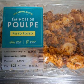 Rappel d&rsquo;émincés de poulpe pesto rosso de Grand Frais