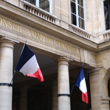 A tight shot on the facade of the French Constitutional Council. Paris, France - February 23, 2024. Le Conseil constitutionnel valide la loi sur l’aide à mourir