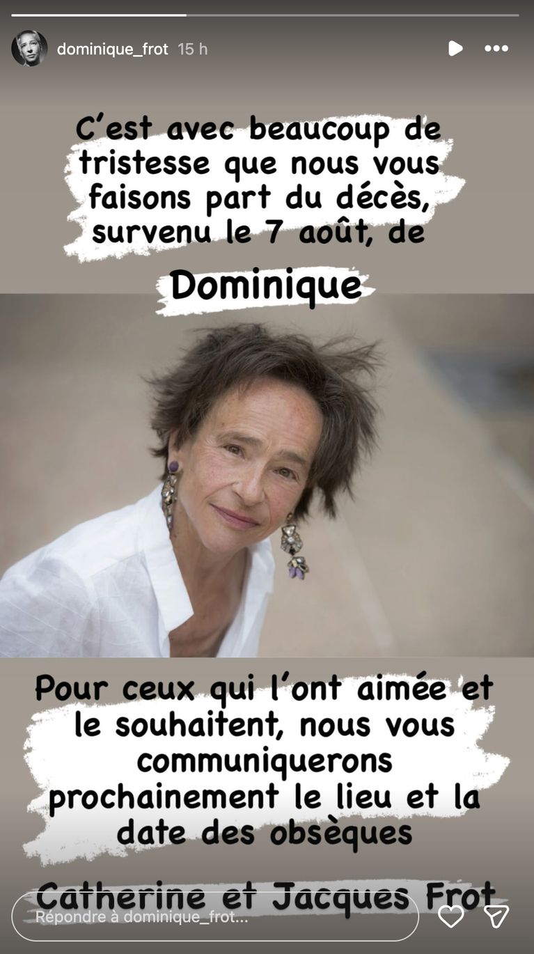 52278f6f-63ba-4bca-9fd9-bfd3d17efb7b Le décès de Dominique Frot à 68 ans