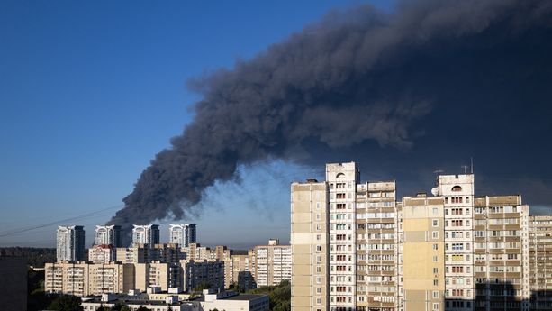 UKRAINE-RUSSIA-CONFLICT-WAR Drones russes frappent près de Kiev