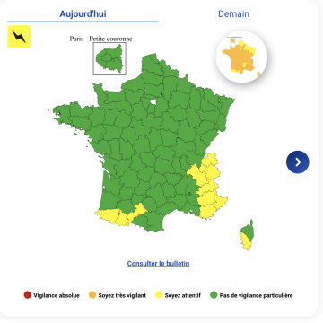 Vigilance Jaune en France pour Risques d&rsquo;Orages