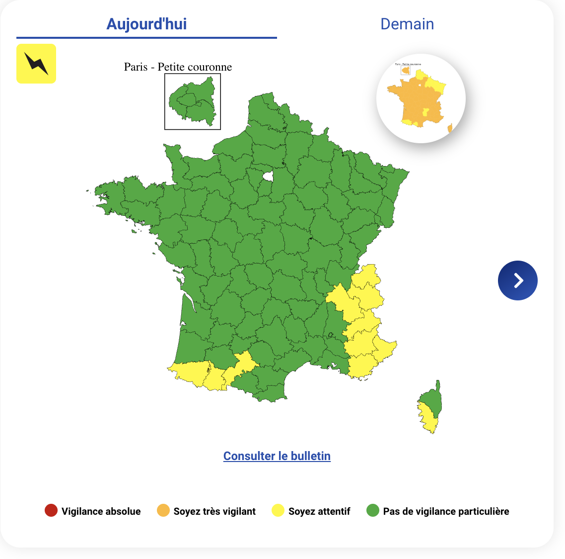 d5f1b3d1-e436-4366-9590-48495d31f113 Vigilance Jaune en France pour Risques d’Orages