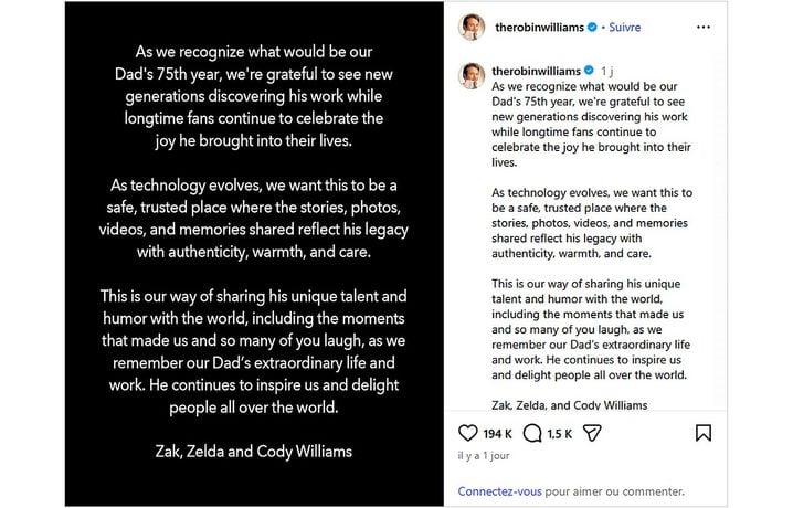 d7b11172-603c-4257-bc32-17138e614ff6 Les enfants de Robin Williams réactivent son compte Instagram