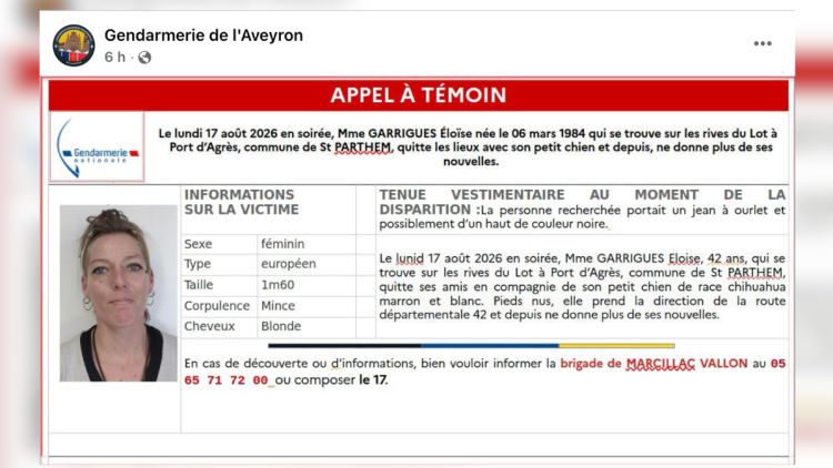 e4ca16ff-7fd4-478b-a9b2-ed3e22d0ae58 Appel à témoins pour disparition d’Éloïse Garrigues dans l’Aveyron
