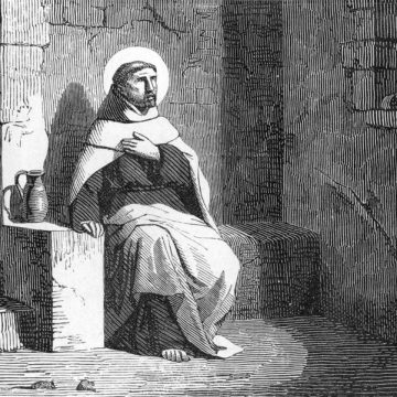 Representation of Saint John of the Cross (1542-1591) imprisoned in a dungeon of the convent of Carmelites in Toledo 1577. 19th century (engraving) La Vie Mystique de Jean de la Croix