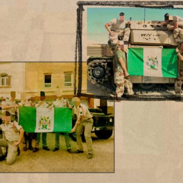 77a9c65f-c937-4e19-94d5-27273a8e5115 Des militaires français autour d’un drapeau controversé