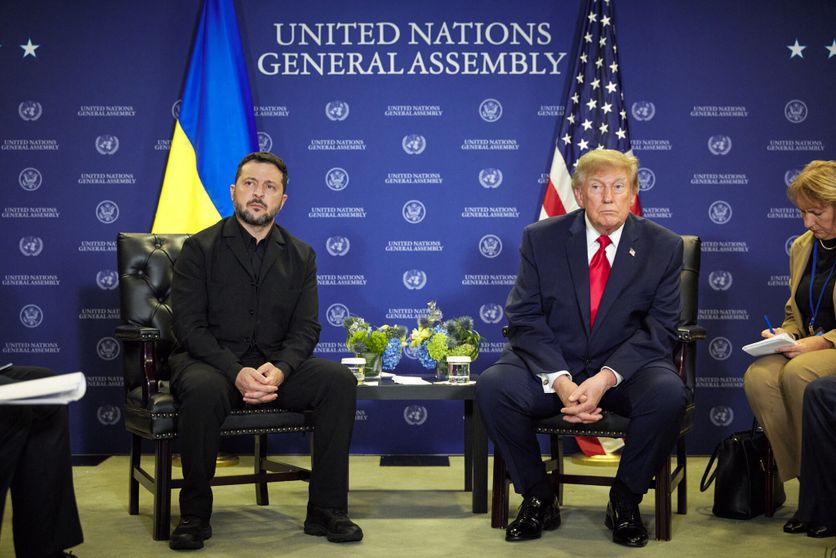 President Wolodymyr Zelensky at the UN General Assembly on 22.09.2026 in New York Les tensions entre Donald Trump et Volodymyr Zelensky concernant les élections en Ukraine