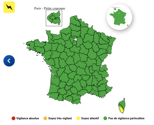 8f76704a-34a7-4b1d-b04a-841803d9a0c5 Alerte Météo en Corse-du-Sud pour Risques d’Orages